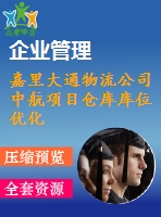 嘉里大通物流公司中航項(xiàng)目倉(cāng)庫(kù)庫(kù)位優(yōu)化方案設(shè)計(jì)