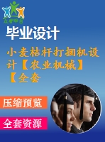 小麥桔桿打捆機設(shè)計【農(nóng)業(yè)機械】【全套26張cad圖紙+畢業(yè)論文】
