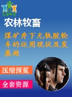 煤礦井下無軌膠輪車的運(yùn)用現(xiàn)狀及發(fā)展趨勢